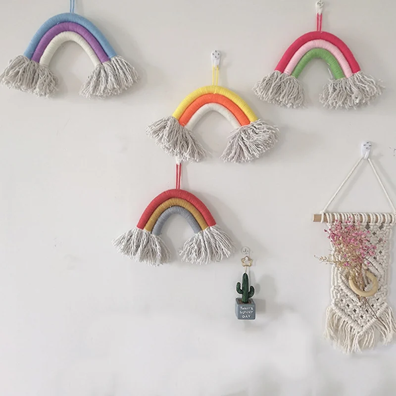 Rainbow Handmade Weaving Ornament Home Decoration Accessories Nordic Fresh Simple Kid Room Wall Decoration Hanging