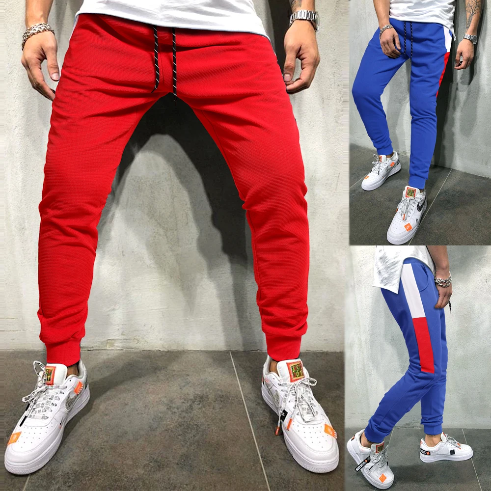 Men's Sweatpants Side Stripe Hip Hop Track Pants Street Wear Skinny Joggers Drawstring Elastic Waist Male Casual | Мужская одежда