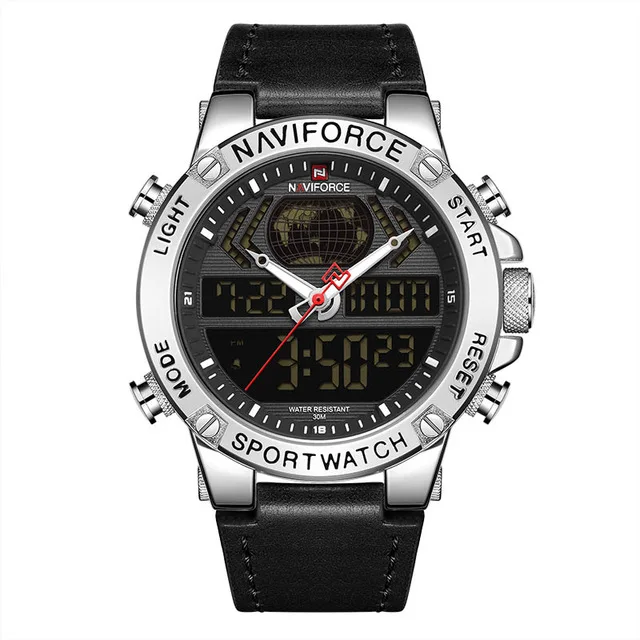Relogio Masculino Топ NAVIFORCE бренд мужские часы Элитные кварцевые часы мужские военные модные Хронограф Спортивные Наручные Часы - Цвет: black silver