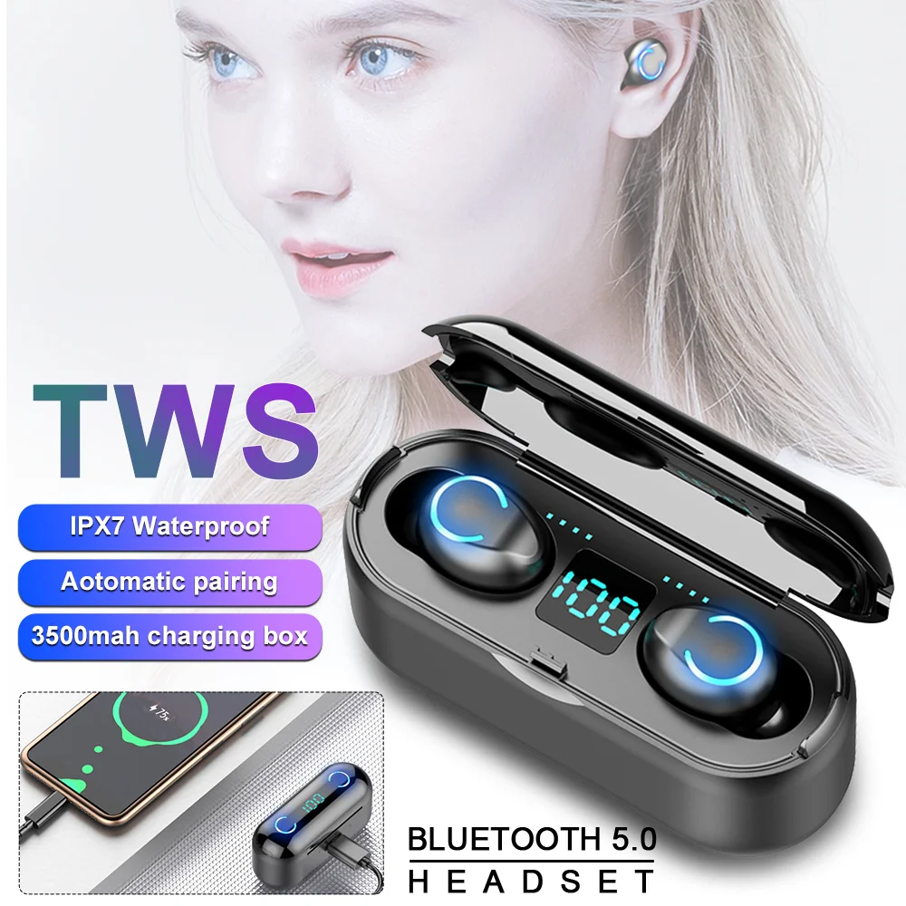 Мини беспроводной Bluetooth 5,0 EDR TWS наушники Redial шумоподавление светодиодный цифровой дисплей запасные аккумуляторы для телефонов 3500 мАч длинная подставка