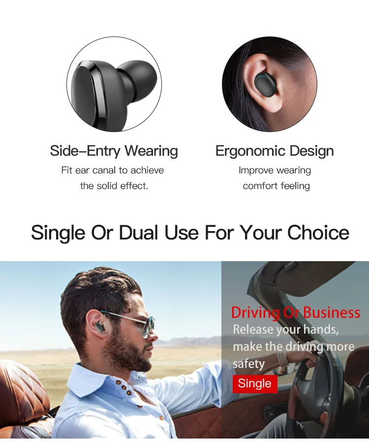 Caridite Popular TWS Wireless Bluetooth Earphone Ture Stereo Bussiness Deep Bass Headset Mini Lovely Gift Sport Earbuds for men