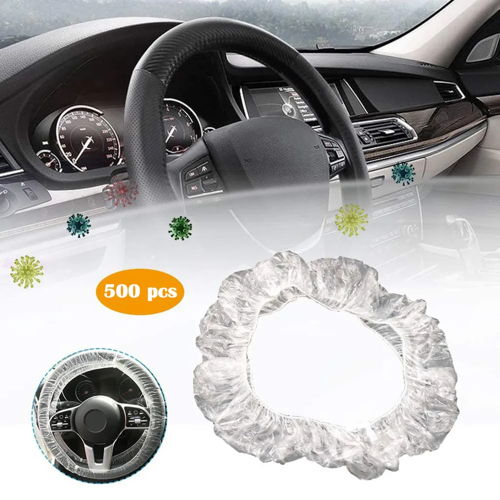 Franchise 500pc Universal Clear Plastic Disposable Elastic Steering Wheel Cover for Auto Car Truck |