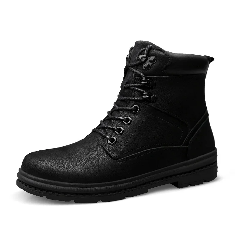 

New Style plus Velvet Warm Snow Boots Men's Dull Polish Cowhide Boots Men's Martin Boots Cotton Boots da ma xue 37-50