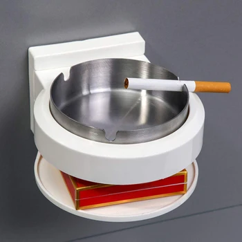 

Stainless Steel Ashtray Simple Bathroom Bedroom Wall-mounted European Hotel Double-layer Smoking Accessories Cigarette Ashtray
