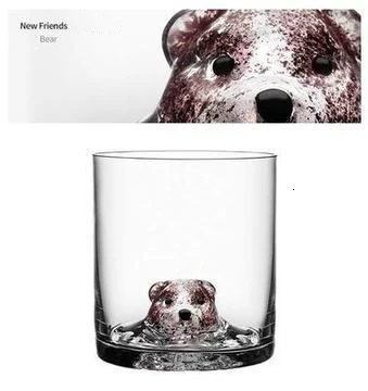 Bear Новые друзья 3D голова животного хрустальные камни шотландские стаканы для виски старомодный стакан Verre XO Chivas бокал для красного вина бокал для бренди - Color: Bear
