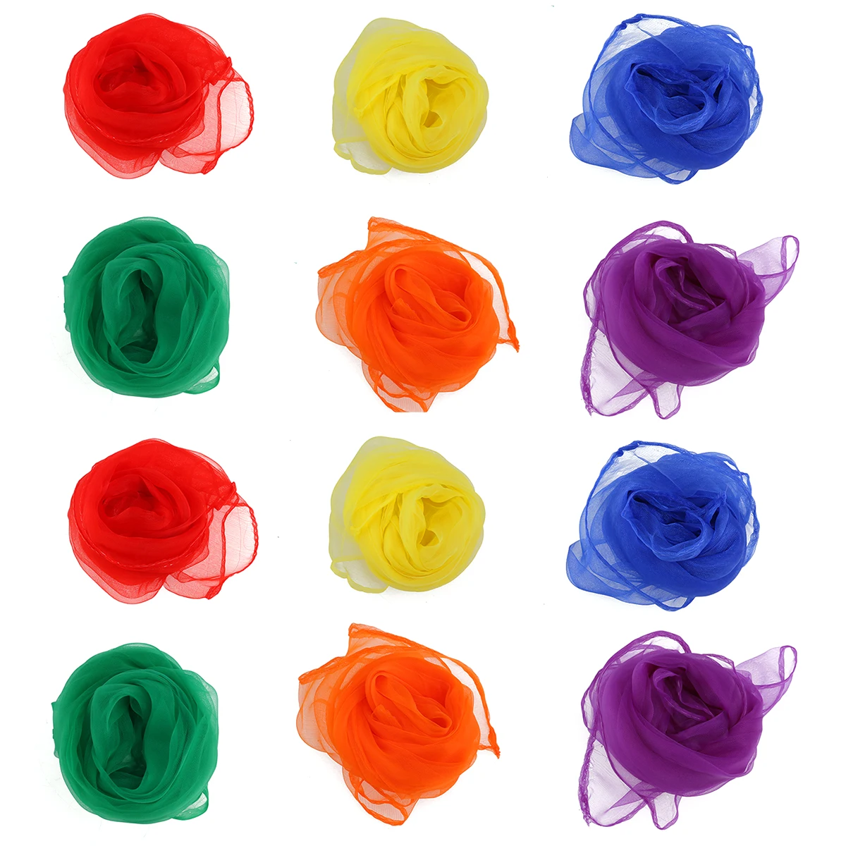 12/24/36pcs Hemmed Square Juggling Dance Scarves (Assorted Color) |