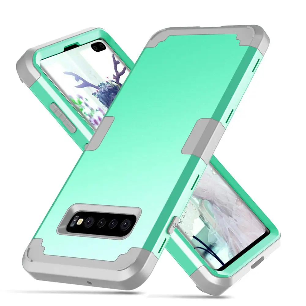 green Противоударный чехол для телефона для samsung Galaxy S8 S9 S10 плюс Heavy Duty Прочный амортизирующий/ударопрочный гибридный 3 Слои - Цвет: green