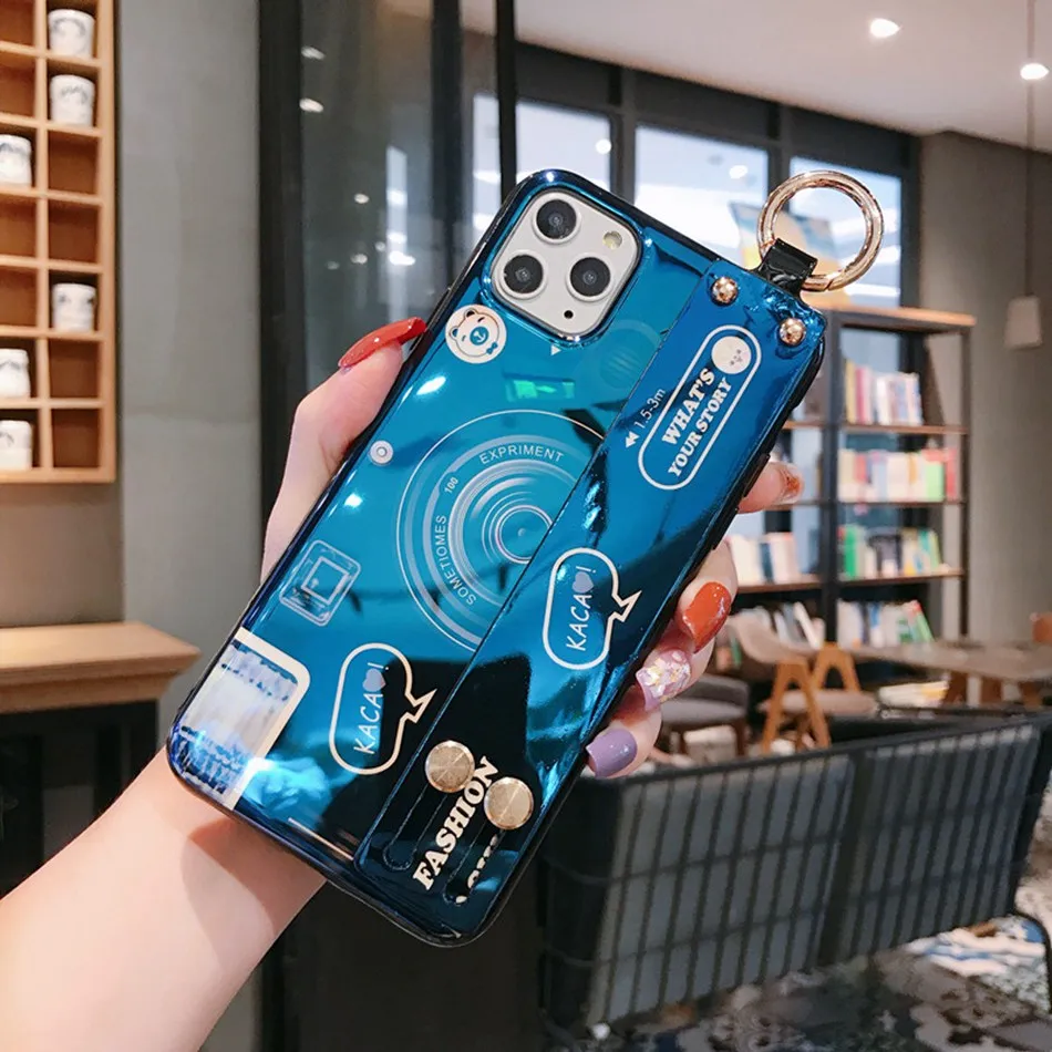 16D Модный Напульсник для камеры чехол для телефона для iPhone 11 XR XS чехол силиконовый чехол для iPhone 11 Pro Max 7 8 6s Plus Чехол-держатель ремешок - Цвет: 16D