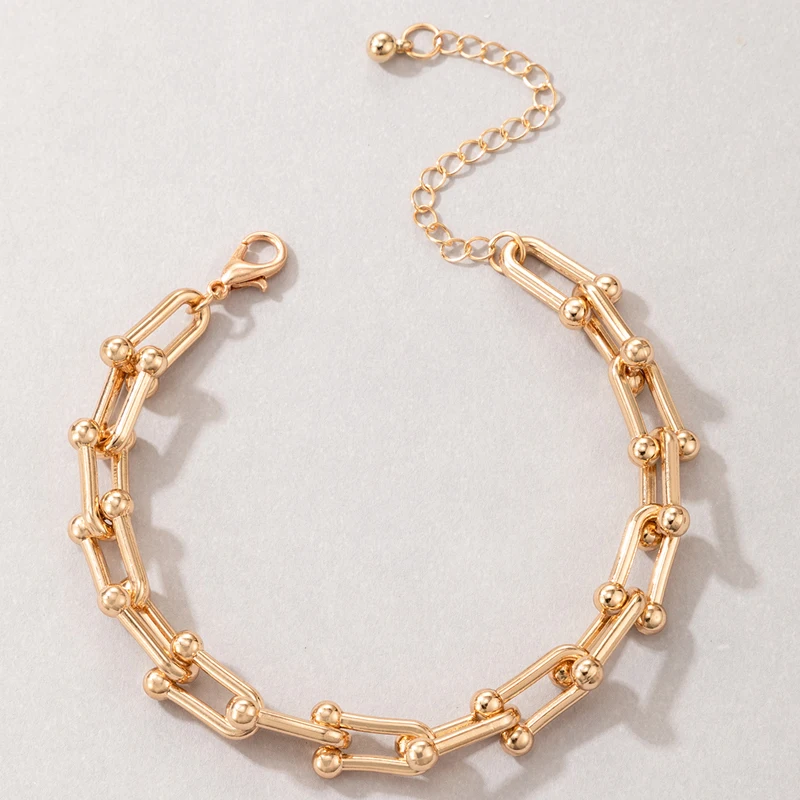 Tocona Vintage Heavy Metal Chain Single Layer Bracelets for Women Charms Gold Color Geometry Alloy Bangle Party Jewelry 20909 bracelet jewelry