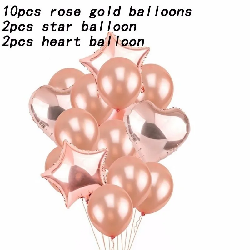 10P RG2Ps2 14 шт., розовое золото, шар, свадебное украшение, Globos, день рождения, вечеринка, декабрь, для взрослых, 18 дюймов, розовое золото, форма сердца, подарок, доставлен - Цвет: 10P RG2Ps2