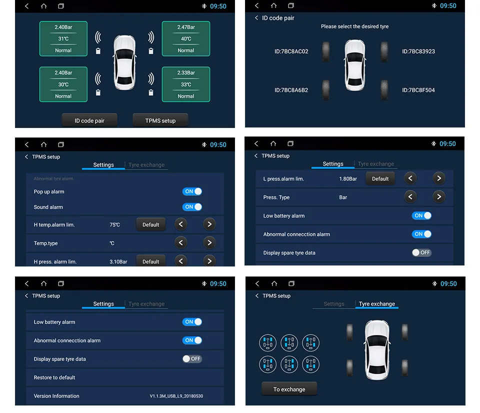Ownice USB Android TPMS монитор давления в шинах Android навигационный контроль давления система сигнализации Беспроводная передача TPMS