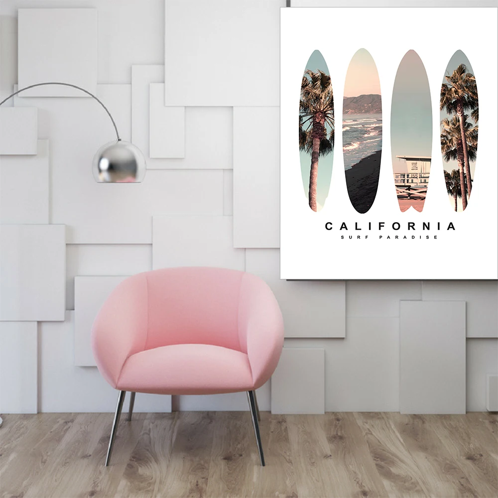 Скандинавский стиль пляж стены искусства califoria пляж автомобиль холст живопись океан плакаты и принты украшения для домашний декор гостиной