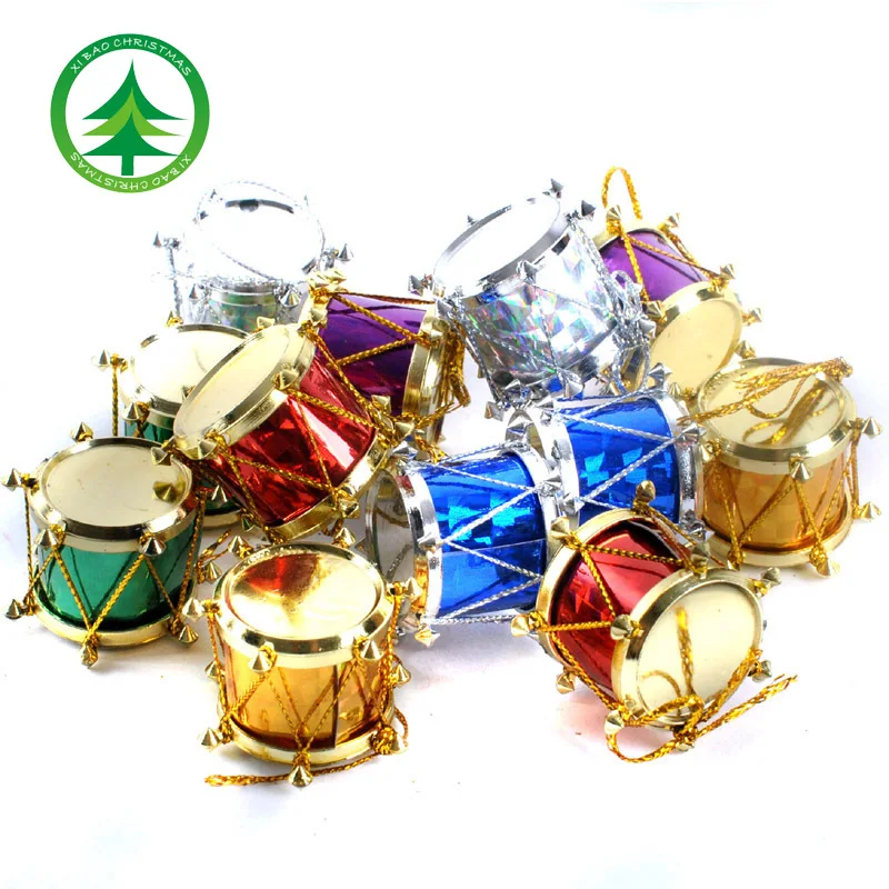 

12 pcs/bag 2.5cm Laser Small drum Christmas Ornament colorful Mini Gift box Christmas Tree pendant New Year ornaments Decoration