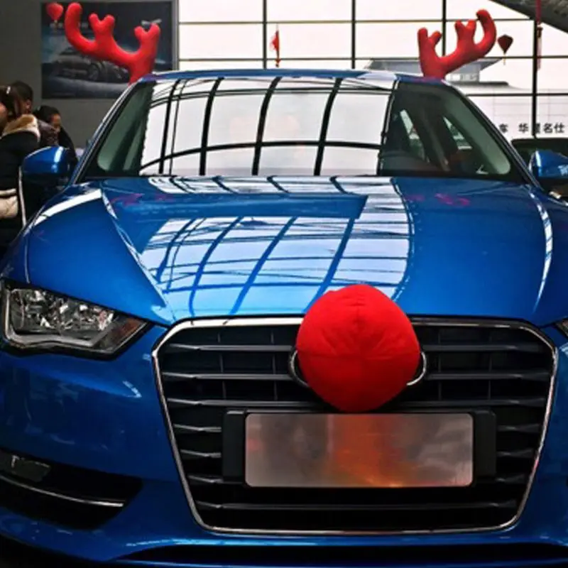 Большие олени красные рога+ нос милые рога автомобиль рождественские украшения Аксессуары