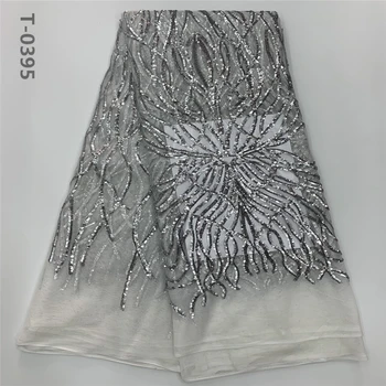 

2020 Latest French Sequins lace fabric Nigerian Lace Dress High Quality Sequins Tulle African Lace Fabric Wedding French