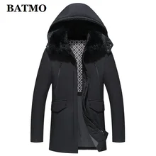 BATMO 90% белый утиный пух и кроличий мех воротники с капюшоном куртки мужские, мужское утепленное пальто, большие размеры 1706