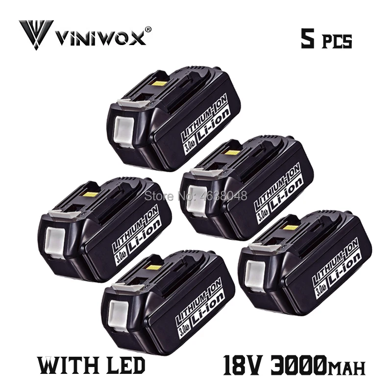 BL1830 18V 3000 мА/ч, литий-ионный Батарея для Makita BL1830B BL1850B BL1840 BL1815 LXT400 е-байка 36В Перезаряжаемые Батарея пакеты - Цвет: 5 Pieces
