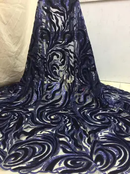 

JOY-22944 Embroidered tulle French velet lace fabric with sequin flower African lace fabric For Nigerian Wedding party Dress