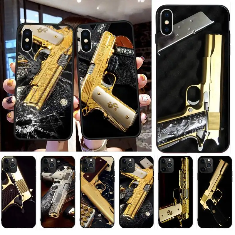 Мягкий чехол KPUSAGRT для iPhone 11 pro XS MAX 8 7 6 6S Plus X 5S SE 1911 XR ограниченная серия 24K Gold 2020 Guns