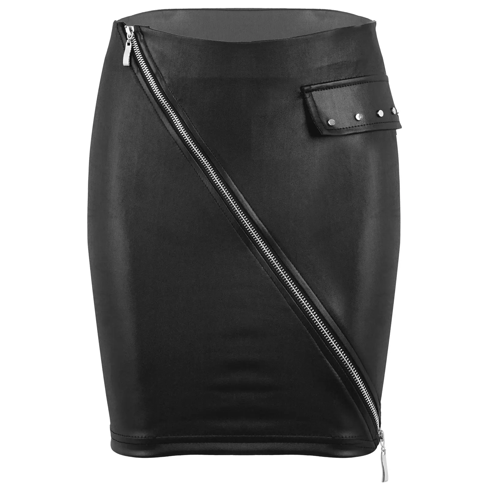 2021 Women Ladies High Waist Mini Skirt Faux Leather Skirts Spring Summer Female Casual Short