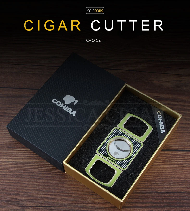 COHIBA Карманный Каттер для сигар острый нож для резки сигар из нержавеющей стали гильотина резак Роскошные сигары гаджеты W/Подарочная коробка