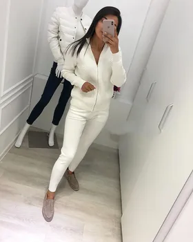 

2019 Promotion Top Fashion Full Drawstring Cotton Womens Knitted Suit Casual Zipper Sweater And Pants Set Two-piece Women Track