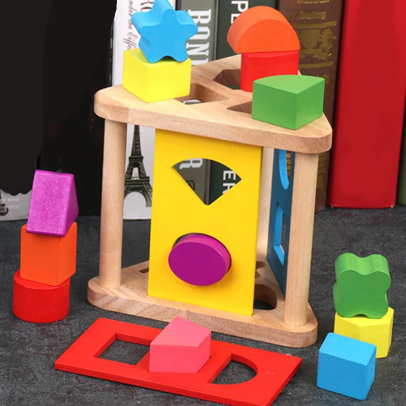 Деревянные Abacus многофункциональные формы, подходящие сундук с сокровищами, развивающие игрушки для детей раннего возраста