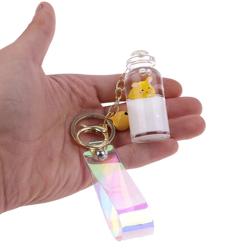 Moving Quicksand Keychain Cute Floating Mouse Key Chain Rat Keychains Creative Bag Jewelry Key Ring Car Pendant Keyring