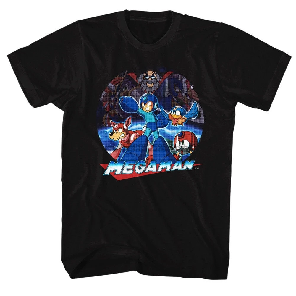 Mega Man Megaman Collage Черная Мужская футболка с коротким рукавом для взрослых новая