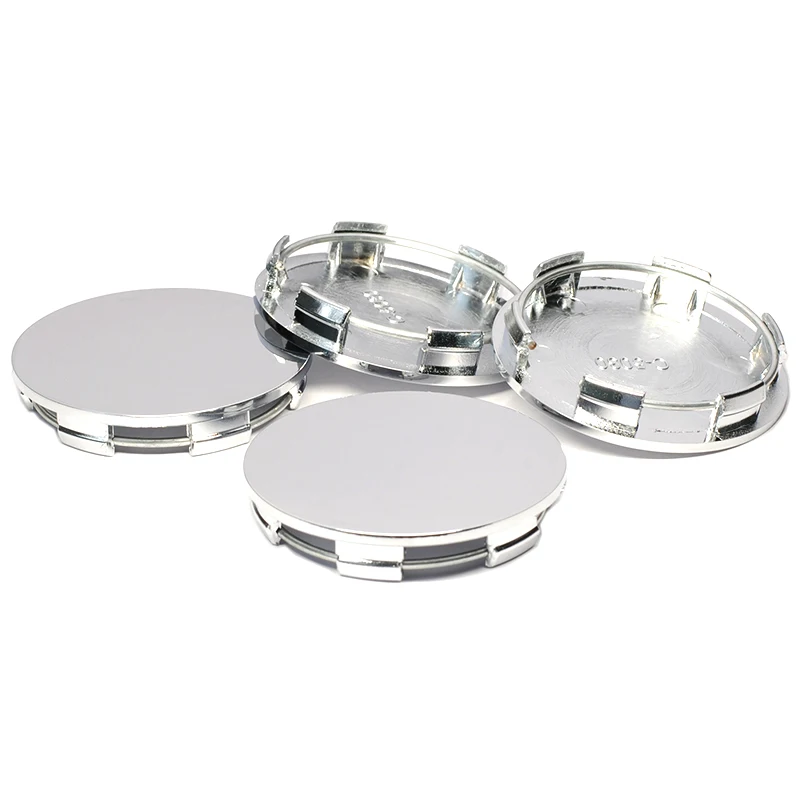 4pcs/lot 60MM Silver Chrome Plastic Flat Surface Car Wheel Center Hub Caps Cover Auto Rim Tire Hubcap