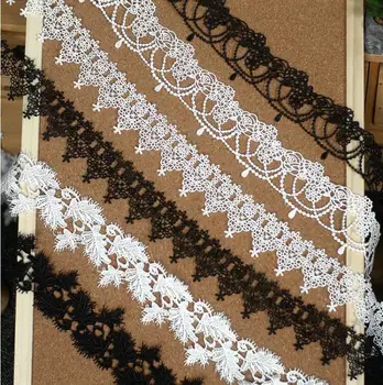 

2 Meters White Black Water Soluble Lace Trim Embroidered Handmade Wedding Dress necklace Trims Dress Sewing Supplies DIY Craft