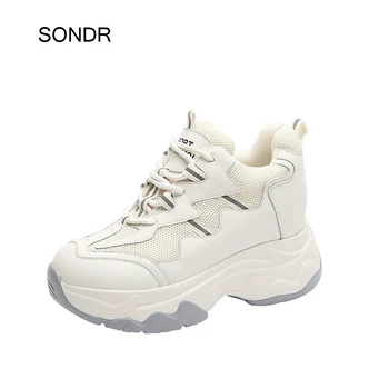 

2020 Casual White Shoes Women Platform Sneakers Fashion Lady Increased footware Female Leisure Blue zapatos de mujer Breathable