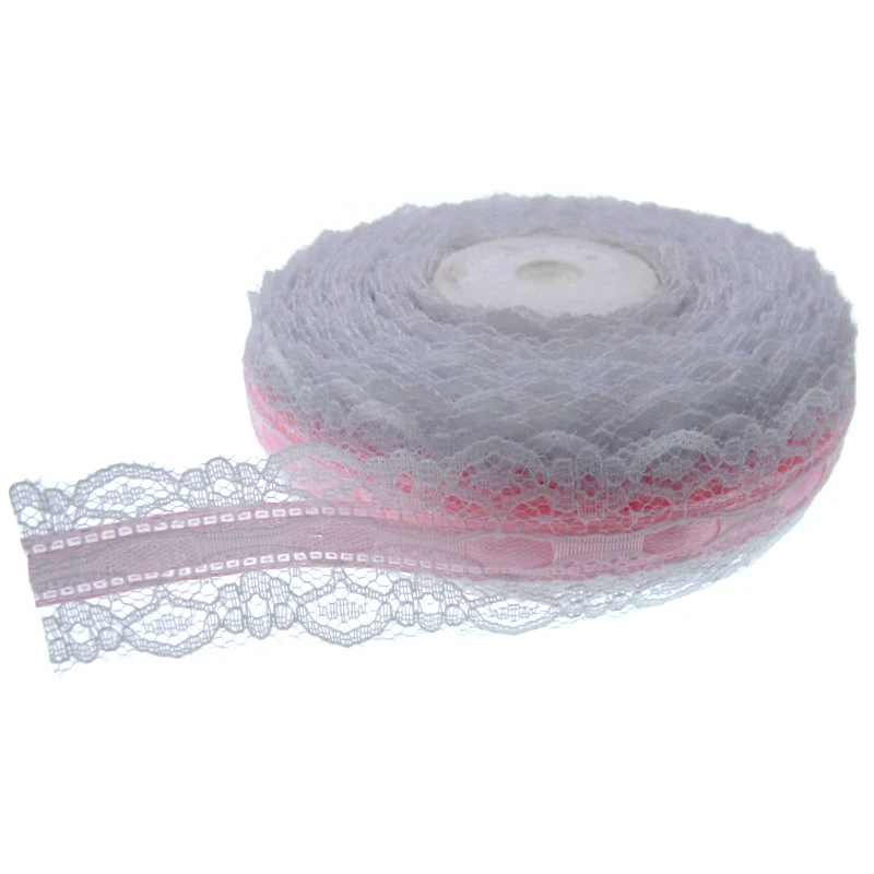 White Lace Ribbon Satin Ribbon for Party Wedding Scrapbooking Packing 2.5cm for Crafts Satin Ribbons Ribbon Supplies Satin Ribbon Lace Trim Ribbon 1Roll 20yards 1"