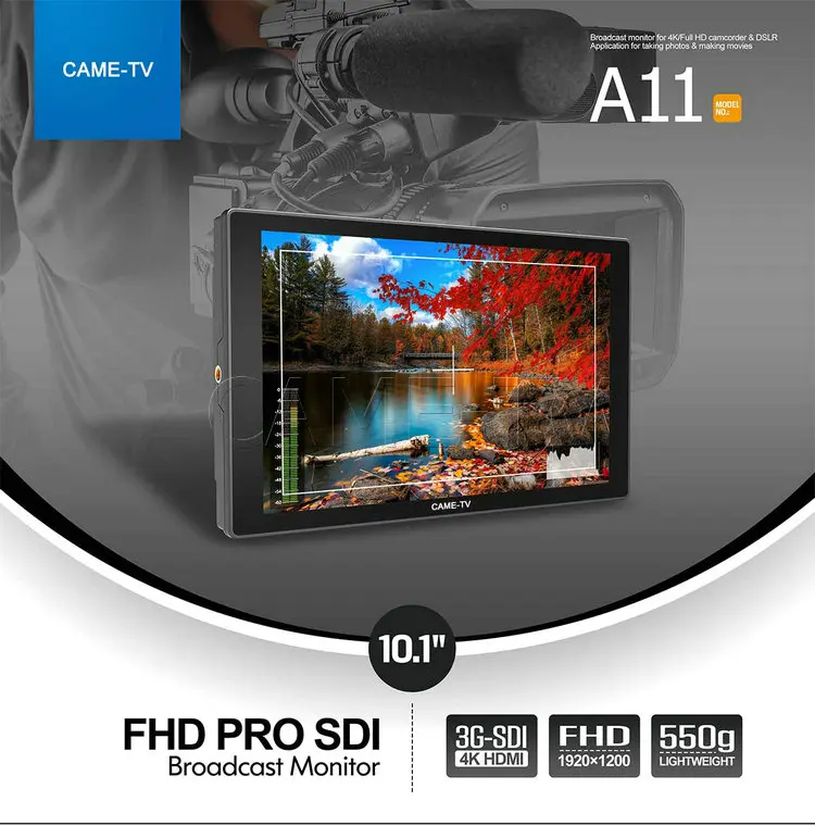 CAME-TV A11 монитор камеры Full HD разрешение 10," 4 K HDMI 3G-SDI