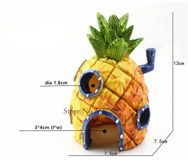 Маленький Аквариум Украшение дом в форме ананаса сквидворд 11,11 распродажа Пасхальный остров аквариум для рыб мультяшное украшение для детей - Цвет: Цвет: желтый