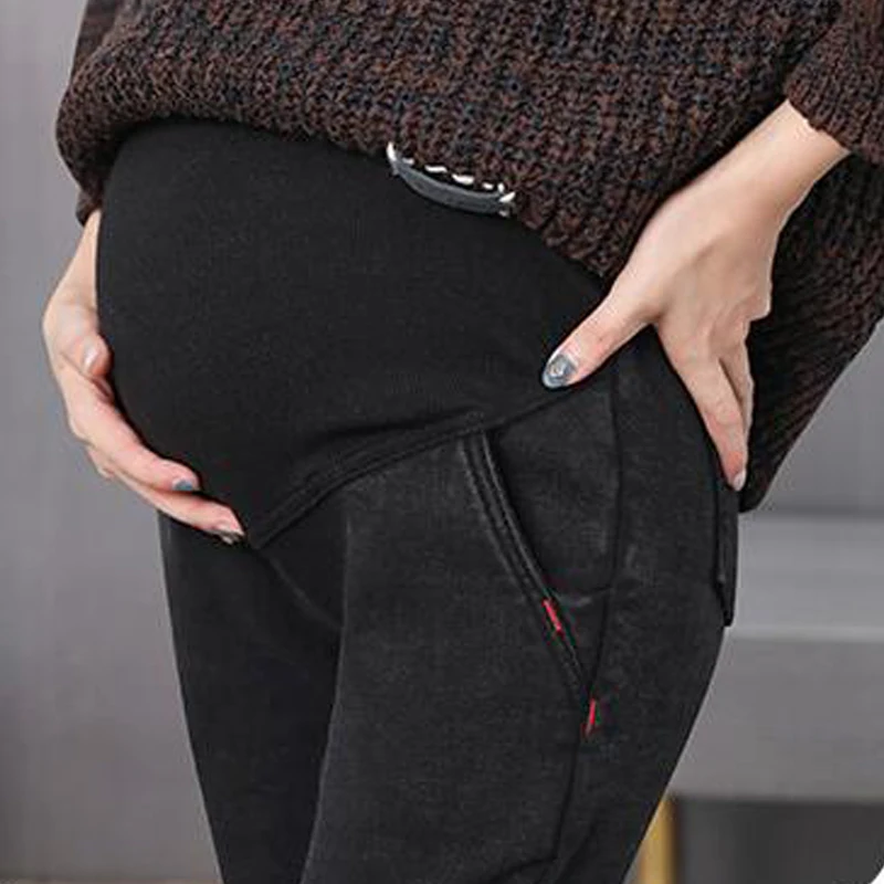 Thickened Warm Trousers Skinny Maternity Pants Clothes For Pregnant Women Nursing Prop Belly Leggings Pregnancy Clothing Pants - Цвет: thin