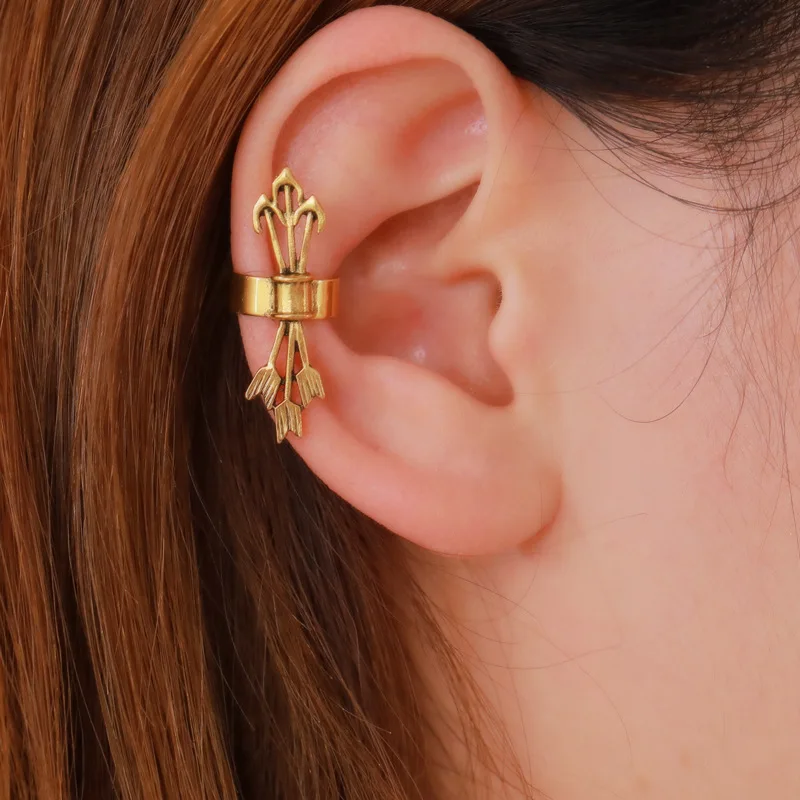 

2019 New Feather Arrow Non Pierced Earrings For Women And Men Creative Vintage Earcuff Earrings Without Piercing Fashion Jewelry