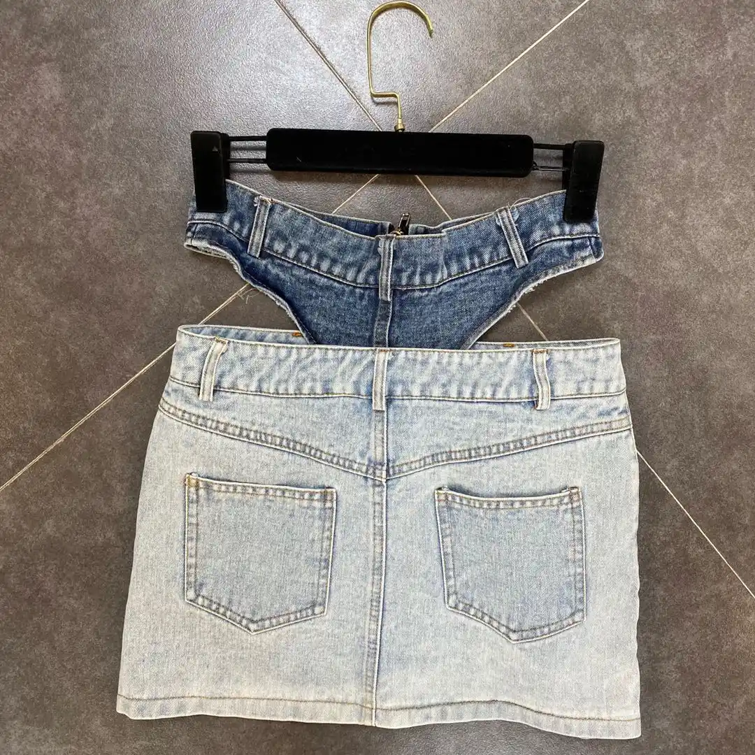 zipper jean skirt