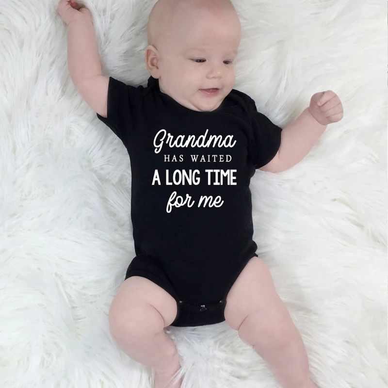 Grandma Waited A Long Time for Me Baby Girls Boys Jumpsuit Newborn Cotton Bodysuits Summer Kids Cute Clothes 0-24Months 4