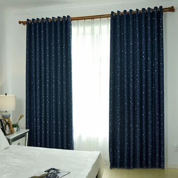 

Modern Printed Star Blackout Curtains for Living Room Bedroom Window Curtains for Children Treatment Drapes Blue Finished Cloth