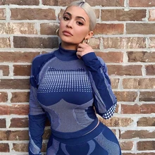 Сексуальная облегающая женская спортивная одежда с высокой талией, тренировочный комплект в горошек, с высокой горловиной, тренировочный комплект из 2 предметов, женский спортивный костюм, одежда для спортзала