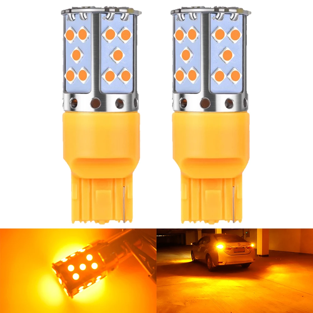 Светодиодные лампы Canbus BAU15S, 2 шт., S25 1156, BA15S, P21W, PY21W, T20, 7440, W21W, WY21W, 3030 без ошибок, CAN-шина для указателей поворота