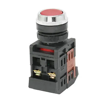 

AC 600V 10A 1NO 1NC 4 Terminals 22mm Thread Red Momentary Push Button Switch