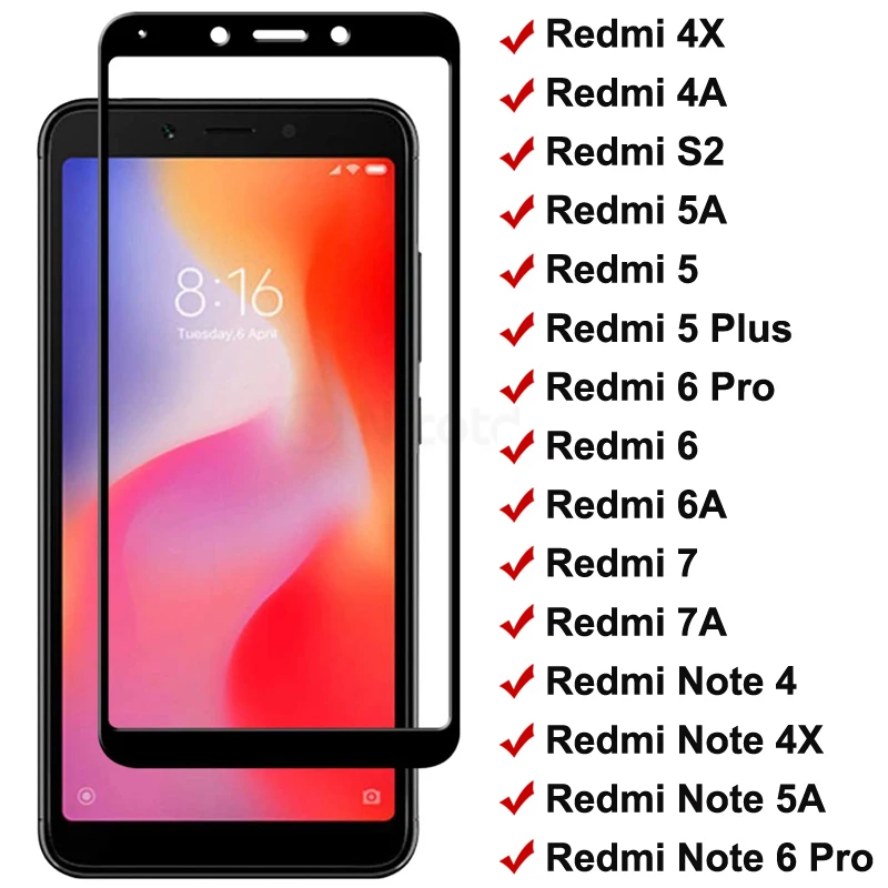 Защитное стекло закаленное 9H для Xiaomi Redmi 6/6A/5 Plus/5/5A/S2/4A/4X/Note 4/4X/5/5A/6 Pro | Мобильные