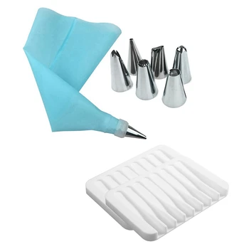 

HOT 2 Set Accessories: 1 Set Silicone Shower Soap Dish Set, Soap Holder & 1 Set Icing Piping Cream Pastry Bag + Nozzle Set