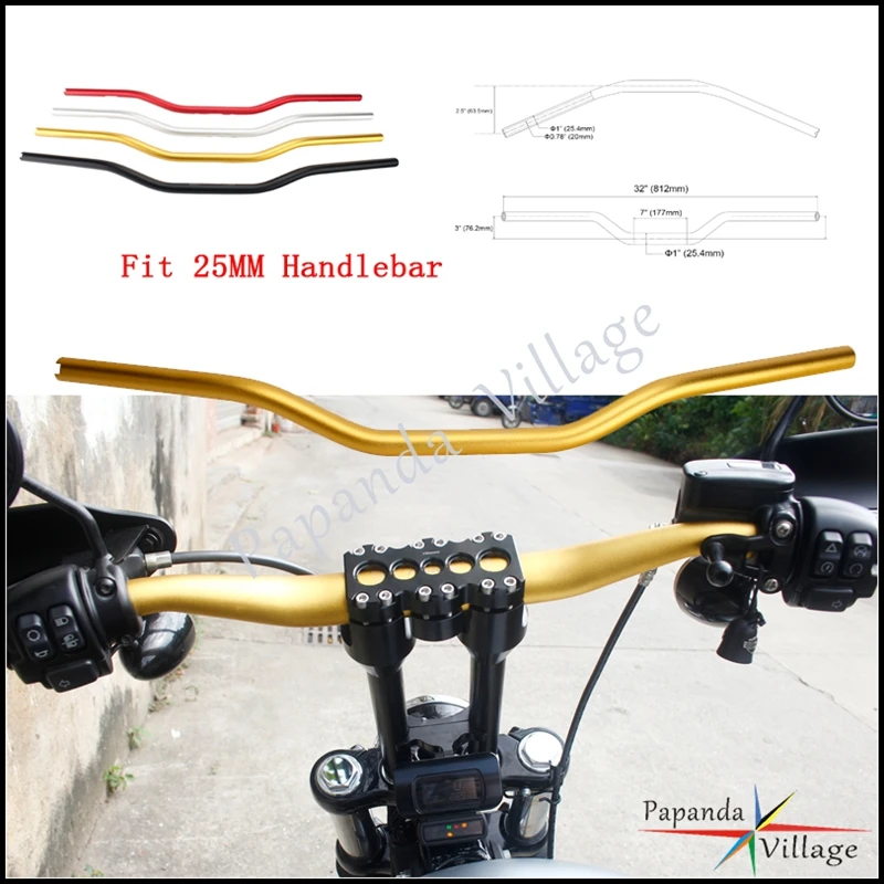4Colors Motorcycle 25mm Aluminum Handlebar 32&quot Wide Moto Style Handle Bar Universal For Harley Softail Dyna Sportster Cafe Racer |