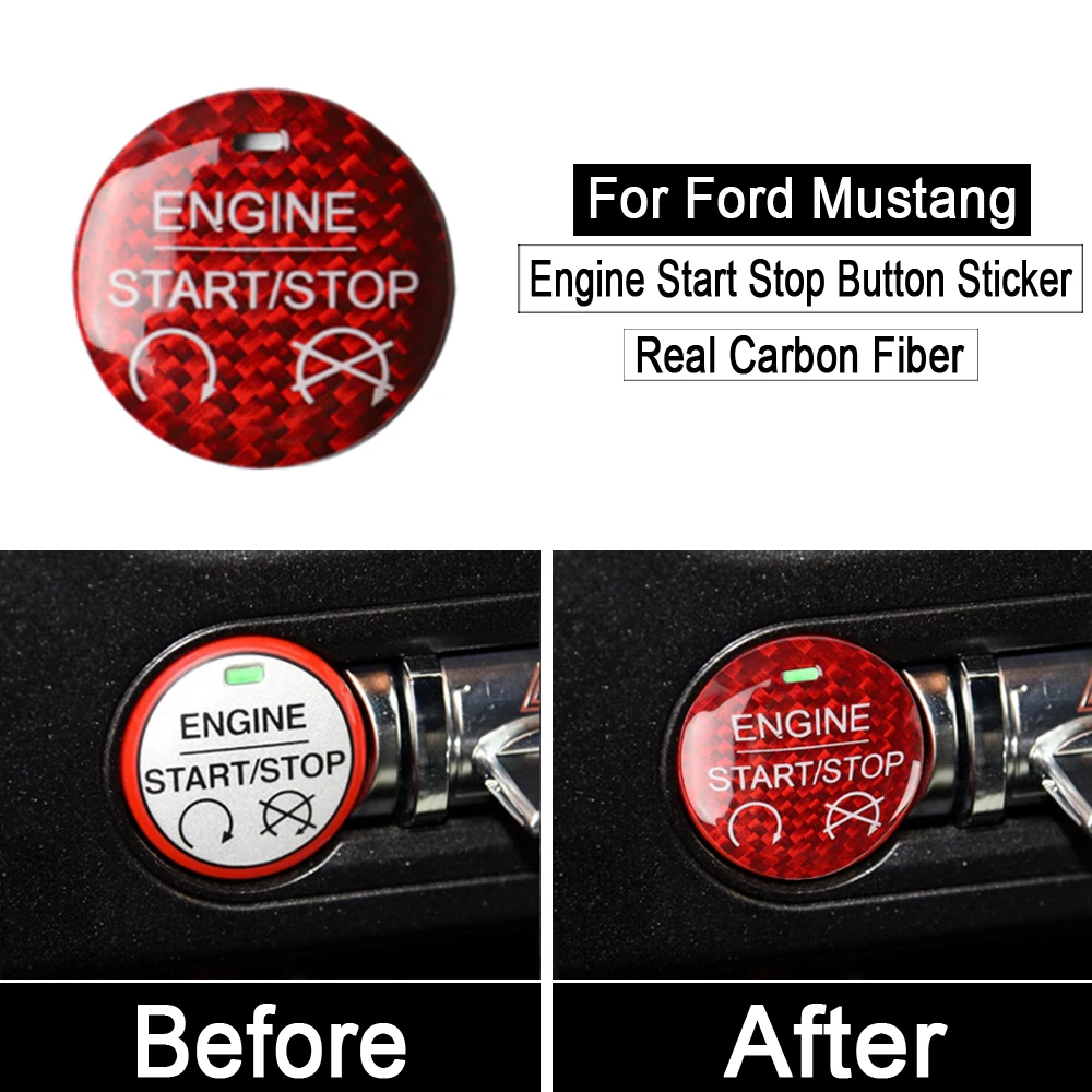 Us 12 98 36 Off Car Interior Accessories Real Carbon Fiber For Ford Mustang 2015 2016 2017 2018 2019 Engine Start Stop Button Sticker On Aliexpress