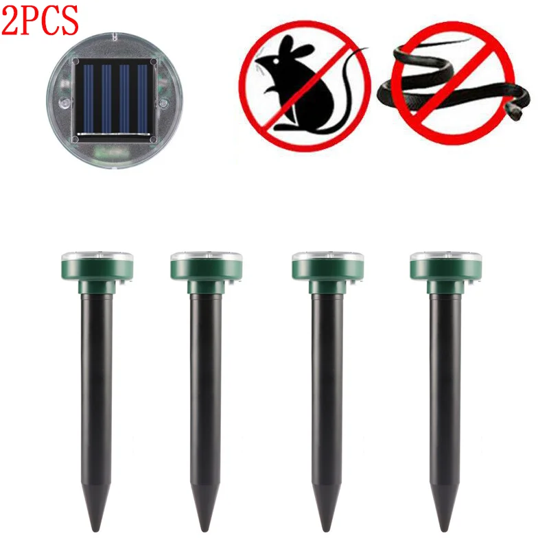 2 PCS Ultrasonic Repellent Snake Waterproof Anti Mole Taupe Solar Repel Rats Mouse Garden Tools | Дом и сад