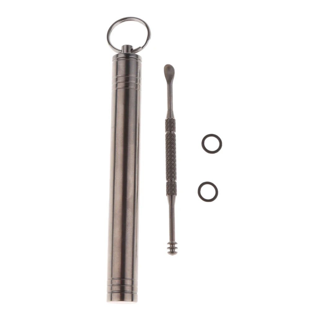 

Pocket Titanium Alloy Camping Toothpick Box Ear Pick Holder with Ear Pick for Outdoor Activities