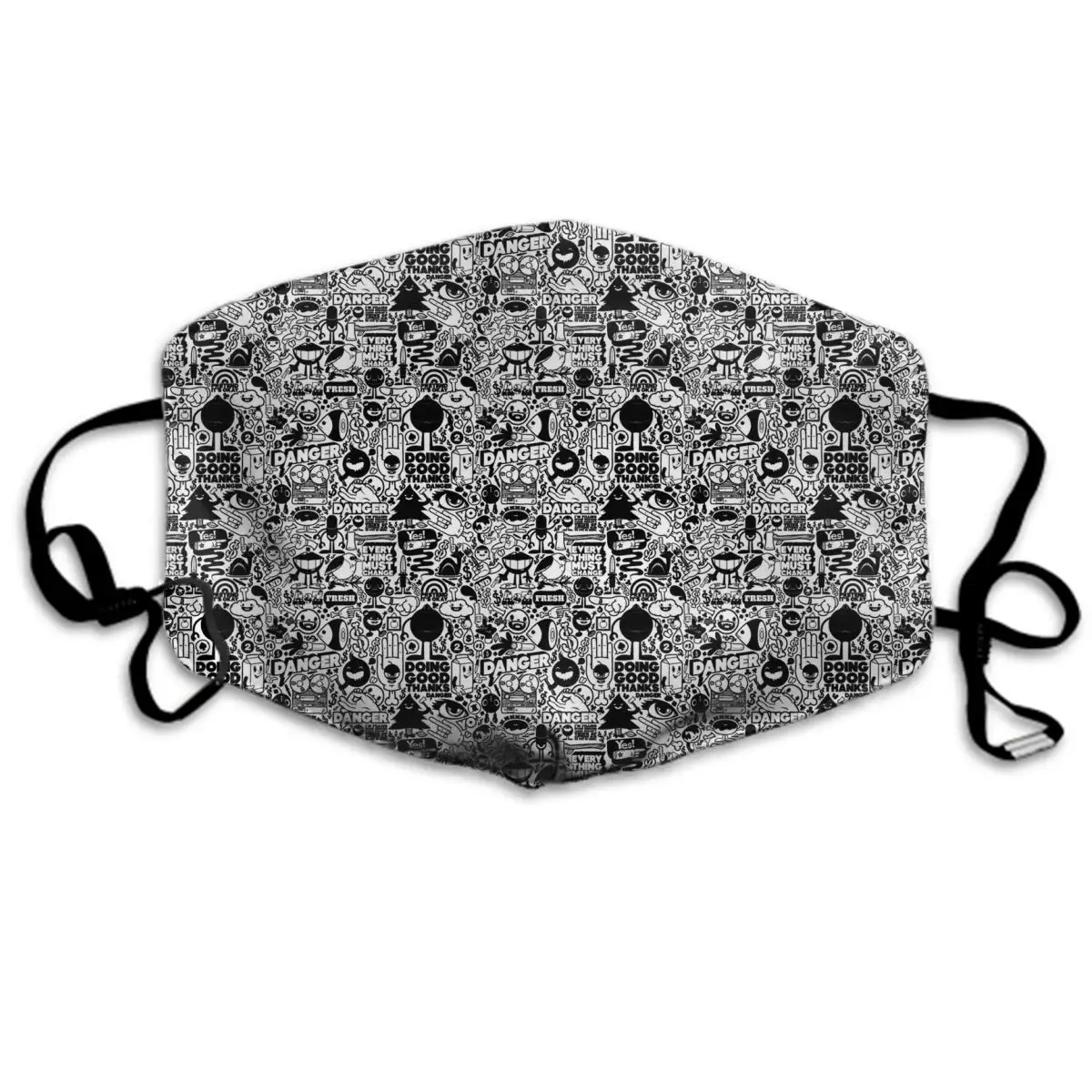 

Comfortable Two Layer Dust Mask, Soft Black and White Designs Face Mask Cover Mouth for Adults and Teens